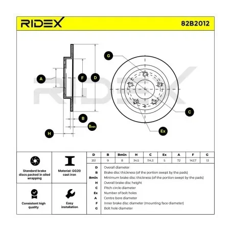 Disque de frein pour MAZDA- B01C26251, B01C26251A B01C26251B