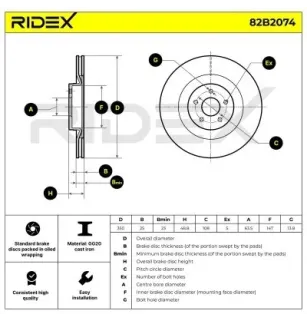 Disque de frein pour FORD- 1936713 G1FY1125AB