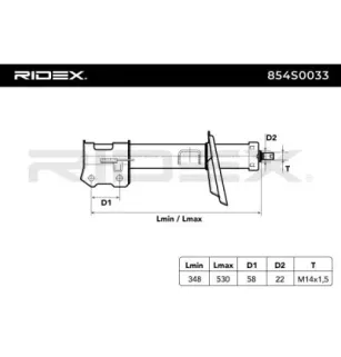 Amortisseur pour FORD, OPEL, VAUXHALL- 344350, 344352, 344380, 93179398, 93179660, 93179680, 93179684