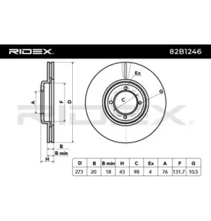 Disque de frein pour PEUGEOT, TALBOT- 424670, 4246H2 7910007377