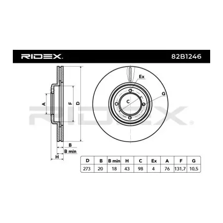 Disque de frein pour PEUGEOT, TALBOT- 424670, 4246H2 7910007377