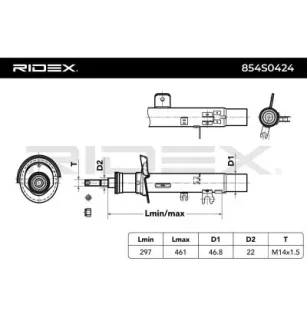 Amortisseur pour CITROËN, PEUGEOT- 5202GW, 5202ZC, 5202RT 5202PW