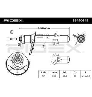 Amortisseur pour CITROËN, PEUGEOT- 5202VK, 5202WC, 5202WF, 5202WH, 5202XK, 5202YT, 5202YY, 5202ZA