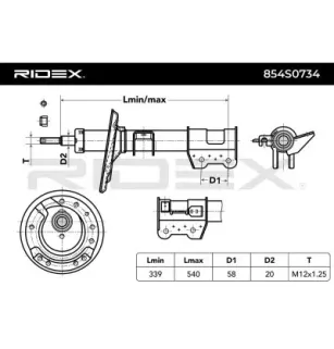 Amortisseur pour FIAT, FORD- 1540220, 1540223, 1580509, 1580511, 1619747, 1619749, 1672374, 1672376