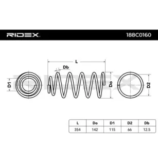 Ressort de suspension pour SEAT, SKODA, VW- 1H0411105D, 1H9411105G, 1J0411105AF, 357411105AA 357411105AB