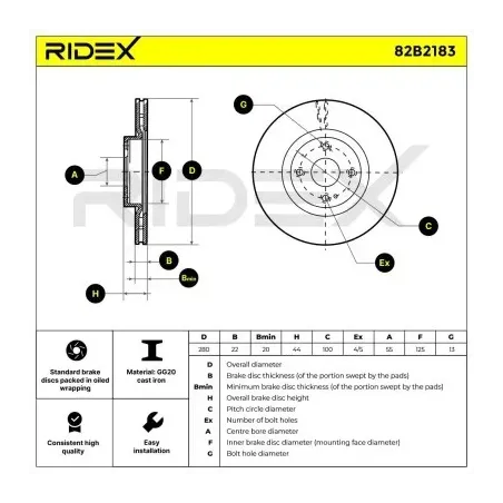 Disque de frein pour ABARTH, FIAT MAZDA- N25133251