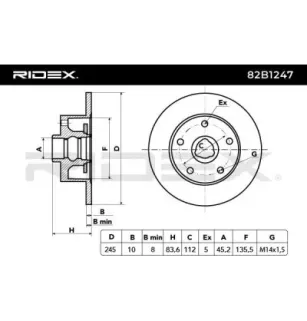 Disque de frein pour AUDI, SEAT, SKODA, VW- 8D0615601B