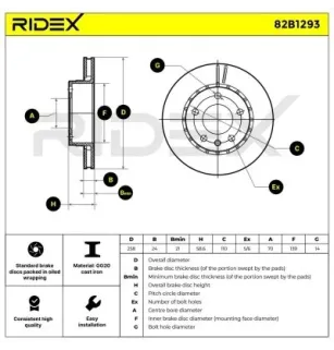 Disque de frein pour CHEVROLET, GENERAL MOTORS, OPEL, VAUXHALL- 569039, 90223919, 90271134