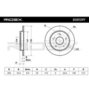 Disque de frein pour FORD- 1630012, 1652547, 5022669, 5022949, 5027464, 6158215, 6442332, 85GX2A315AB, 85GX2A315BD, 85GX2A315CA