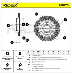 Disque de frein pour MERCEDES-BENZ- 1664230412, A1664230412