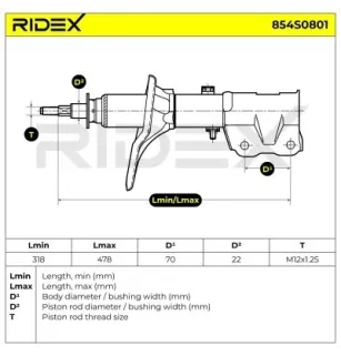 Amortisseur pour HYUNDAI, MITSUBISHI- 5465028000, 5465028010, MB430997, MB518687, MB518688, MB518689, MB518690