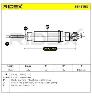 Amortisseur pour CITROËN, PEUGEOT RENAULT- 8671006063