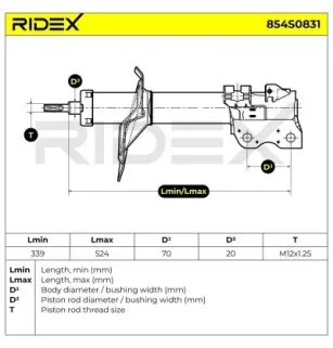 Amortisseur pour NISSAN- 54302BU010, 54302BU017, 54302BU025, 54302BU100, 54302BU111, 54302BU125