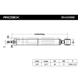 Amortisseur pour FORD, MAZDA- D04A2870XE, BE8Z18125B, D65128700, 8V5118080BF, D65128700B, D6512870XB, 8V5118080BE