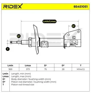 Amortisseur pour NISSAN, OPEL, RENAULT, VAUXHALL- 4419225, 4420962, 4421898, 93168682, 93168821, 93197239 95508206