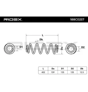 Ressort de suspension pour CITROËN, PEUGEOT- 500281, 5002HY, 5002QG, 5002RZ 5002SA