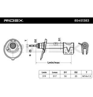 Amortisseur pour CITROËN, PEUGEOT- 520874, 520878, 520880, 520882, 5208X6, 520870, 520877, 520881, 5208X5, 9684108480