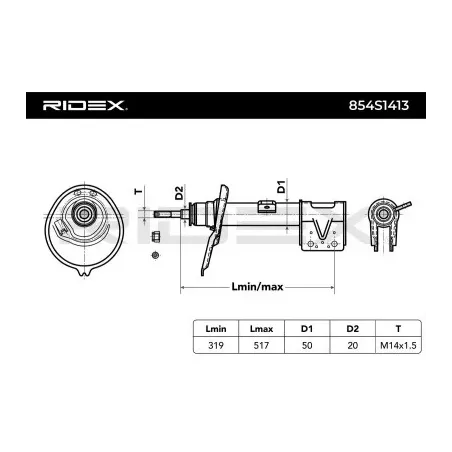 Amortisseur pour CITROËN, PEUGEOT- 5208X5, 520873, 520877, 520885 9684108380