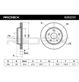 Disque de frein pour CHRYSLER, DODGE- 52010080AA, 52010080AB 52010080AC