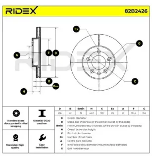 Disque de frein pour AUDI, SEAT, SKODA, VW- 2Q0615301G, 2Q0615301P 2QB615301D