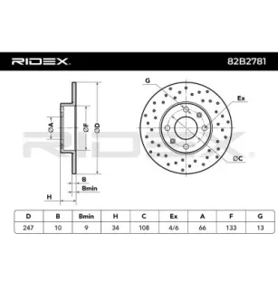 Disque de frein pour CITROËN, CITROËN (DF-PSA), DALLAS, PEUGEOT- 1618859680, 424689, 4246A5, 424995 E169001