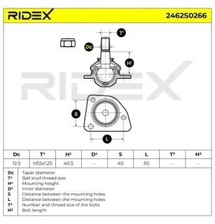 Rotule de suspension pour RENAULT- 7701450637, 7701461162, 7701462283 7701463687