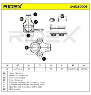 Rotule de suspension pour SEAT, VW- 357407365 357407365A