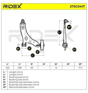 Bras de suspension pour FORD- 1073215, 1090738, 1138161, 1148932, 1207974, 1212810, 1344968, 2M513051BA, 2M513051BB