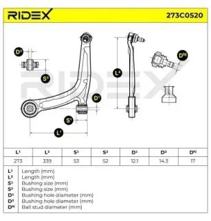 Bras de suspension pour ABARTH, FIAT, FORD, FORD MOTOR COMPANY FORD USA- 9S513078AC