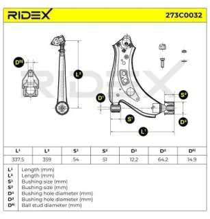 Bras de suspension pour SEAT, SKODA, VW- 6D0407151LBJSB, 6Q0407151D, 6Q0407151E, 6Q0407151L, 6Q0407151DBJSB