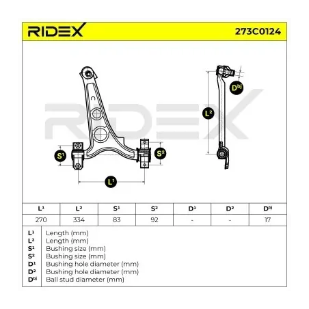 Bras de suspension pour FIAT, LANCIA- 46525407, 46764746 51832937