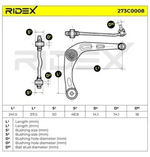 Bras de suspension pour CITROËN, PEUGEOT- 1612159980, 1607308880, 3521C8, 3521H9, 3521J0, 3521P5, 3521R9, 3521S1, 3521P4 E455004