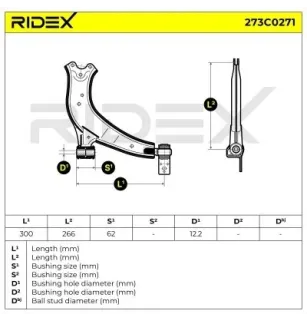 Bras de suspension pour CITROËN, PEUGEOT- 1614447380, 352168, 352169, 352178, 352179, 352186, 352187, 352190, 352191, 352194