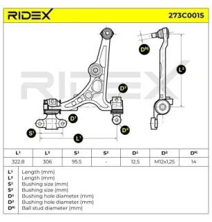 Bras de suspension pour CITROËN, FIAT, LANCIA, PEUGEOT- 3521K4, 352164, 352183, 352185, 3521C9, 1313084080, 3521L0 4241428