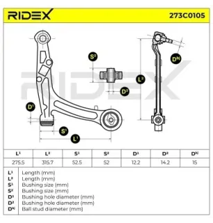Bras de suspension pour FIAT- 50703129 51857134