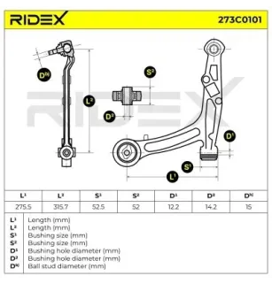 Bras de suspension pour FIAT- 50703128 51857133