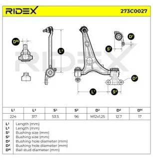 Bras de suspension pour CITROËN, FIAT - 93501488, LANCIA - 1346385080, 93501488, PEUGEOT- 1607302980, 3521H1, 3521K6