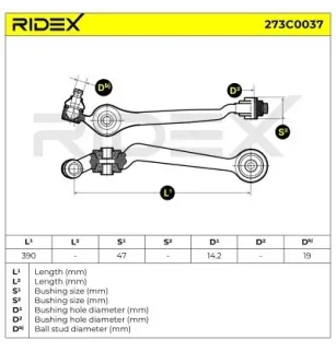 Bras de suspension pour AUDI - 4A0407151S, VAG- 4A0407151