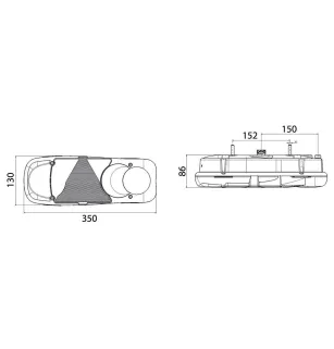 LC5T - Right rear light with AMP 1.5 connector - 7 way rear vignal 153010
