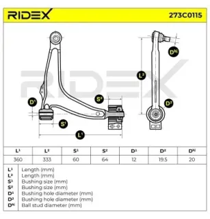 Bras de suspension pour FIAT, OPEL, SAAB - 12799200, 12796014, 12783756, VAUXHALL- 13225799, 24413016, 352052, 352082