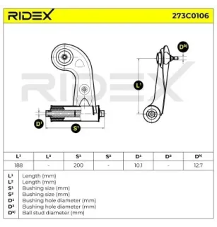 Bras de suspension pour CHRYSLER, MERCEDES-BENZ- 2023301907, 2023303007, 2023303607, 2023304807, 2083300407, 2083301307