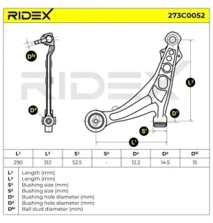 Bras de suspension pour FIAT- 46545660, 46551732 51842192