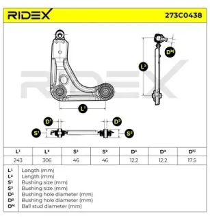 Bras de suspension pour FORD FORD USA- 97KB3042AC