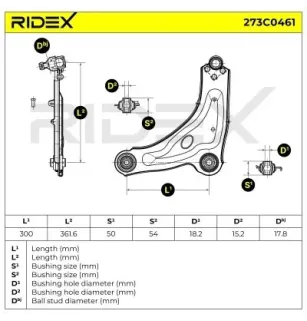 Bras de suspension pour DACIA, NISSAN, OPEL, RENAULT, VAUXHALL- 91166462, 93851117 93858141