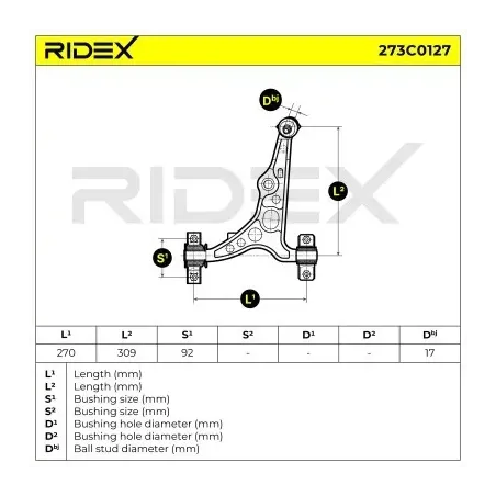 Bras de suspension pour ALFA ROMEO, FIAT, LANCIA- 46423822, 71747915, 7601057, 7777239, 7780443 82461081