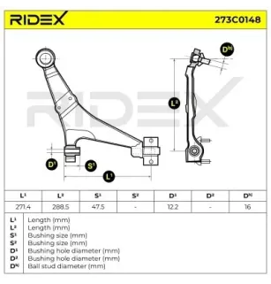 Bras de suspension pour CITROËN PEUGEOT- 352079