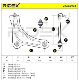 Bras de suspension pour CITROËN, OSCA, PEUGEOT- 3521N7, 3521Q3, 3521Q4, 3521K1, 3521K8 3521N5