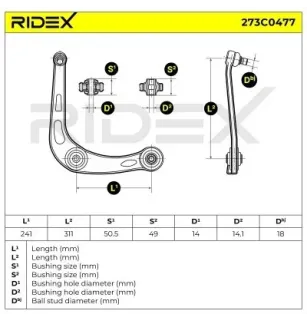 Bras de suspension pour CITROËN, PEUGEOT- 3521E7, 3521K2 3521R7