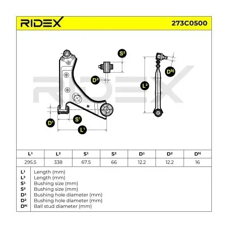 Bras de suspension pour ABARTH, ALFA ROMEO, CITROËN, FIAT, GENERAL MOTORS, OPEL, PEUGEOT, VAUXHALL- 13426553, 5352038