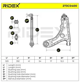 Bras de suspension pour AUDI, SEAT, SKODA VW- 1H0407151